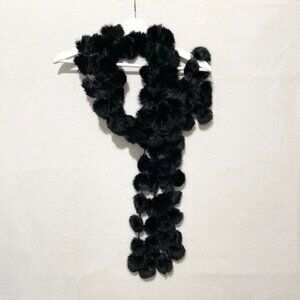 Black fur Pom Pom scarf